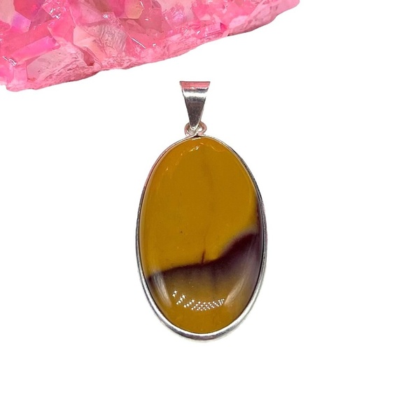 Mookaite Necklace Pendant 925 Sterling Silver Overlay Oval Natural Stone